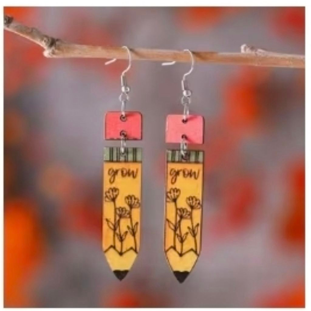 Women's Pencil Grow Earrings One Size Yellow Pink